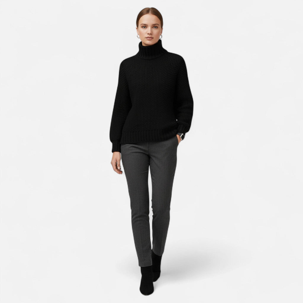 Pull en Laine et Cachemire Femme – Texture Côtelée et Coupe Épurée Intemporelle