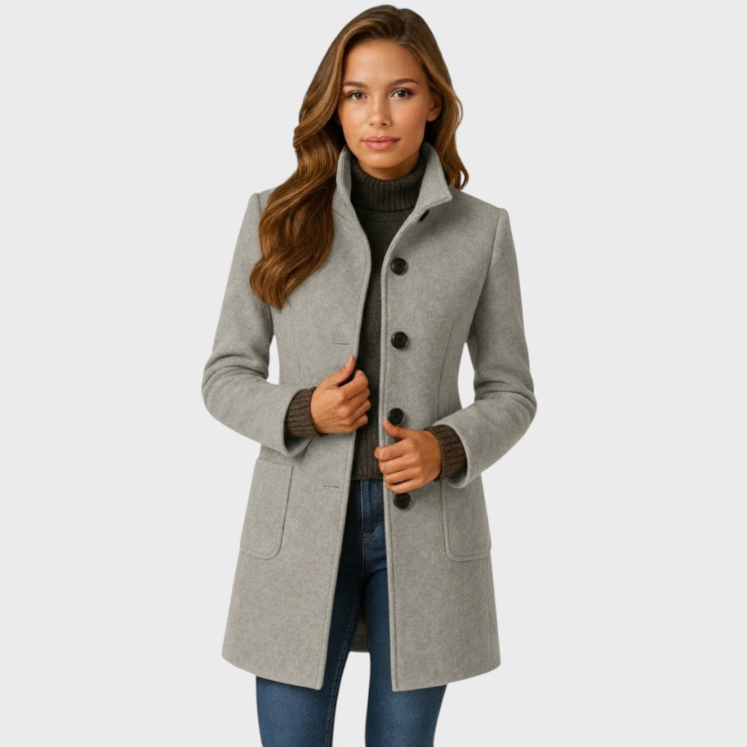 Manteau en Laine Femme – Coupe Ajustée et Col Élégant