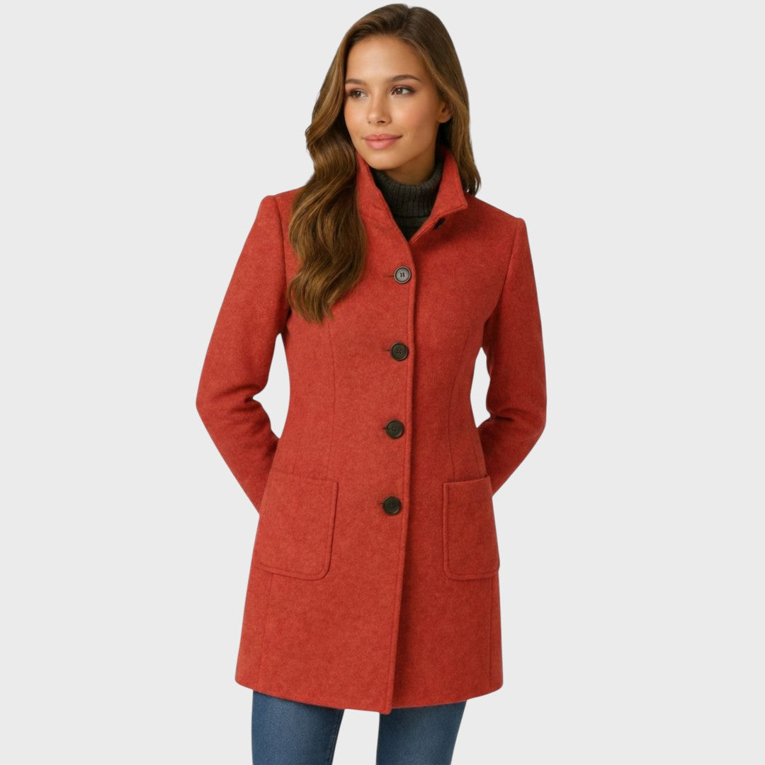Manteau en Laine Femme – Coupe Ajustée et Col Élégant