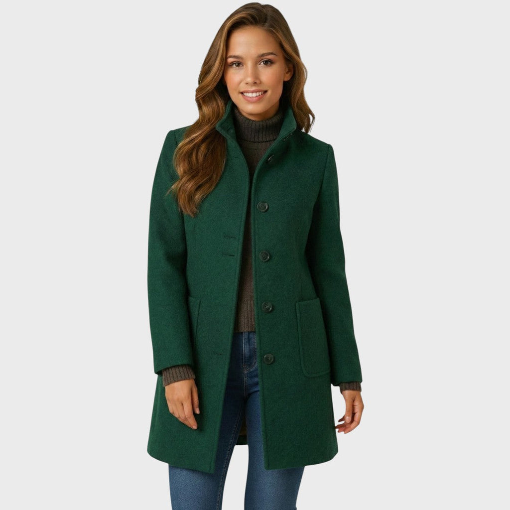 Manteau en Laine Femme – Coupe Ajustée et Col Élégant