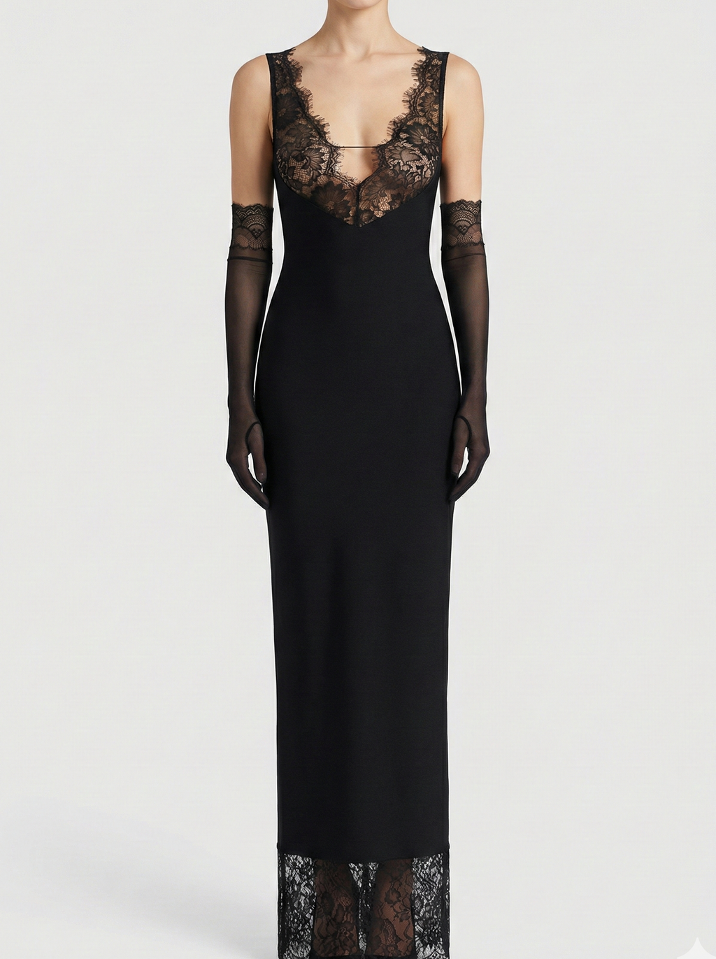 Robe Maxi avec Panneaux en Dentelle – Robe Élégante pour Femmes