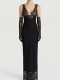Robe Maxi avec Panneaux en Dentelle – Robe Élégante pour Femmes