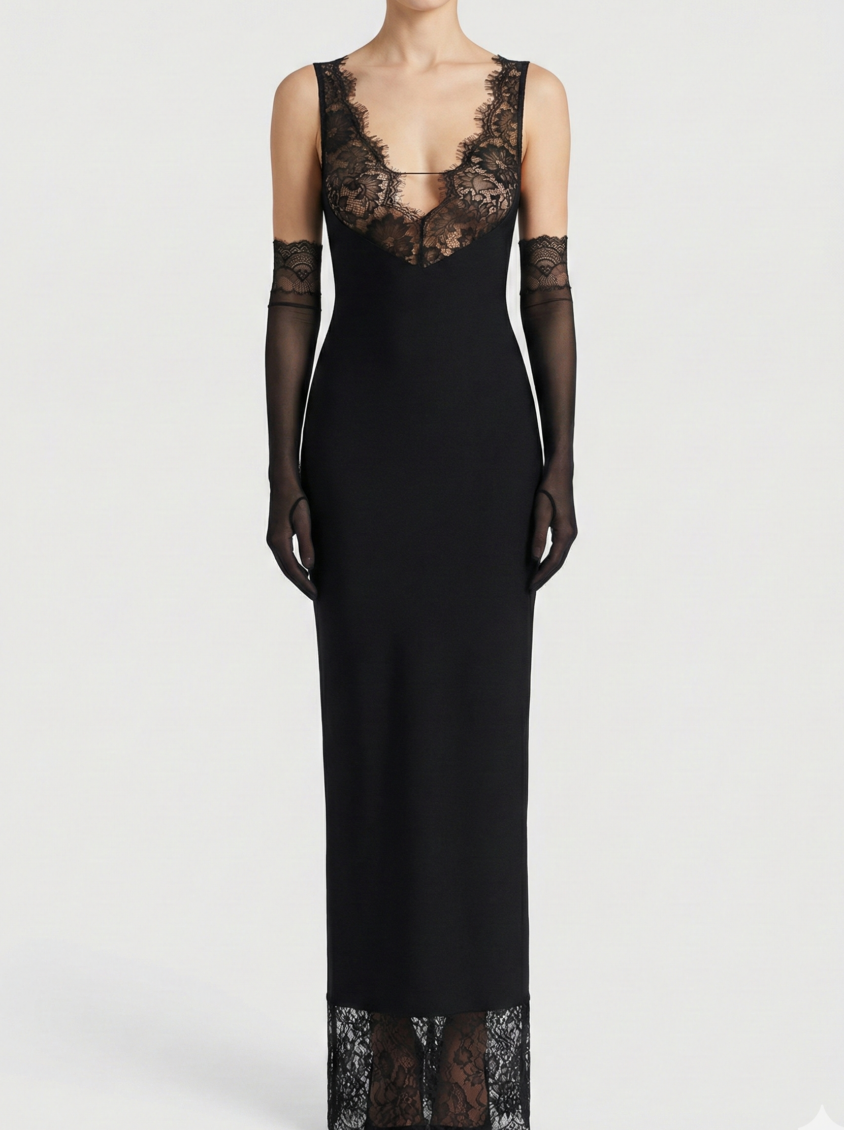 Robe Maxi avec Panneaux en Dentelle – Robe Élégante pour Femmes