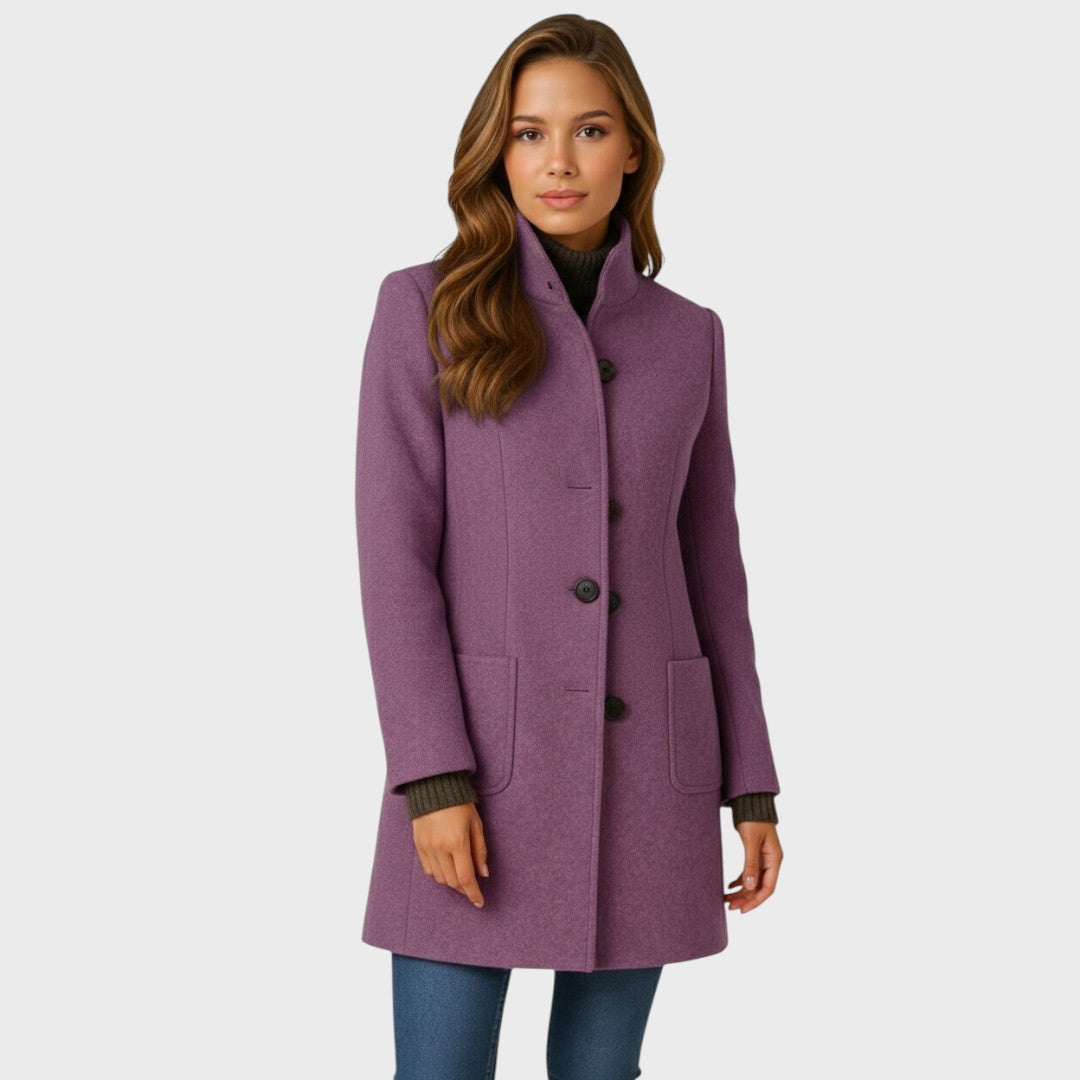 Manteau en Laine Femme – Coupe Ajustée et Col Élégant