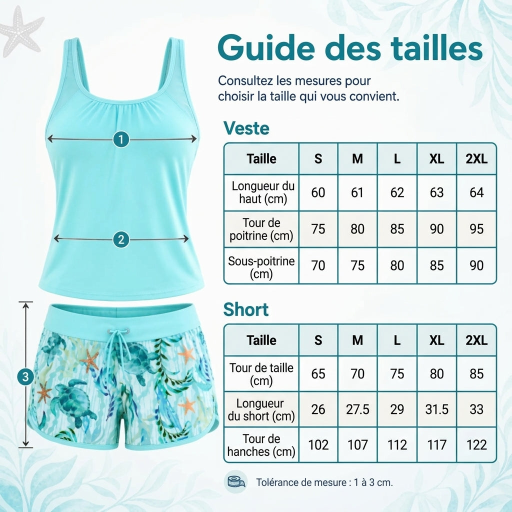 Tankini Divisé à Imprimé Océan Élégant