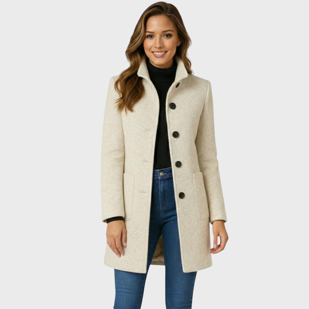 Manteau en Laine Femme – Coupe Ajustée et Col Élégant