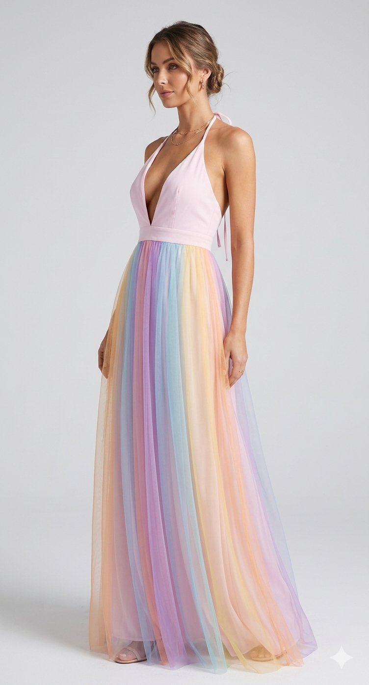 Robe maxi à décolleté en V pour femmes