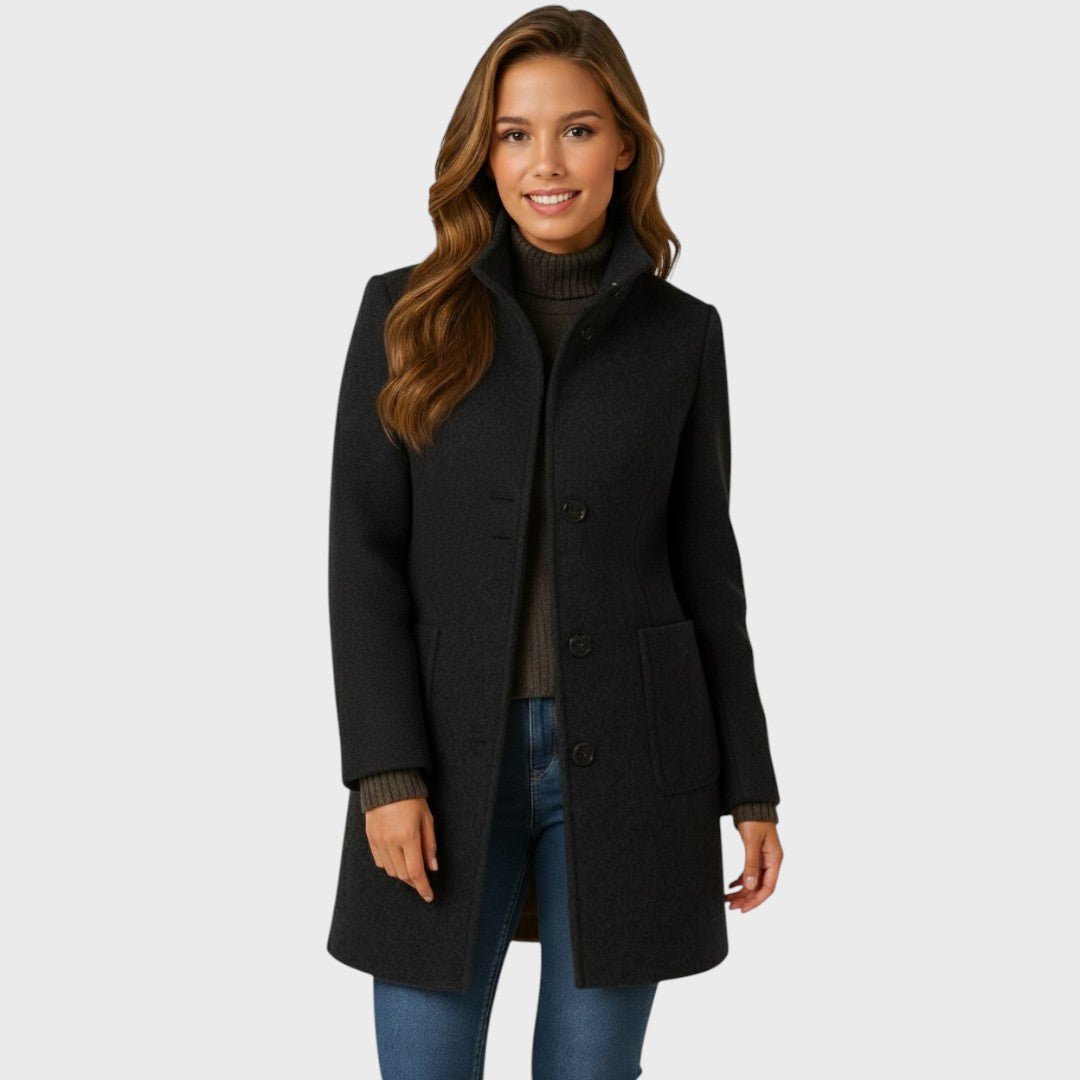 Manteau en Laine Femme – Coupe Ajustée et Col Élégant