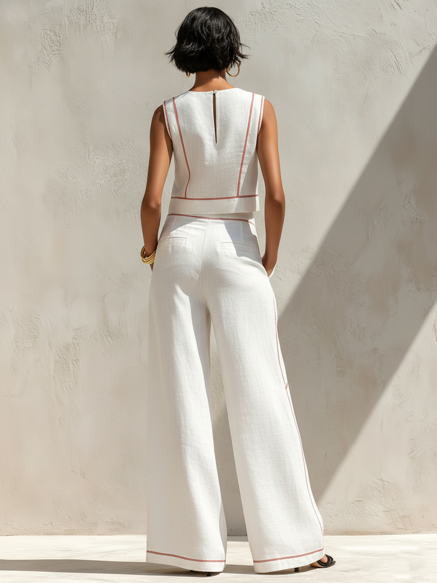 Ensemble femme deux pièces avec coutures contrastées