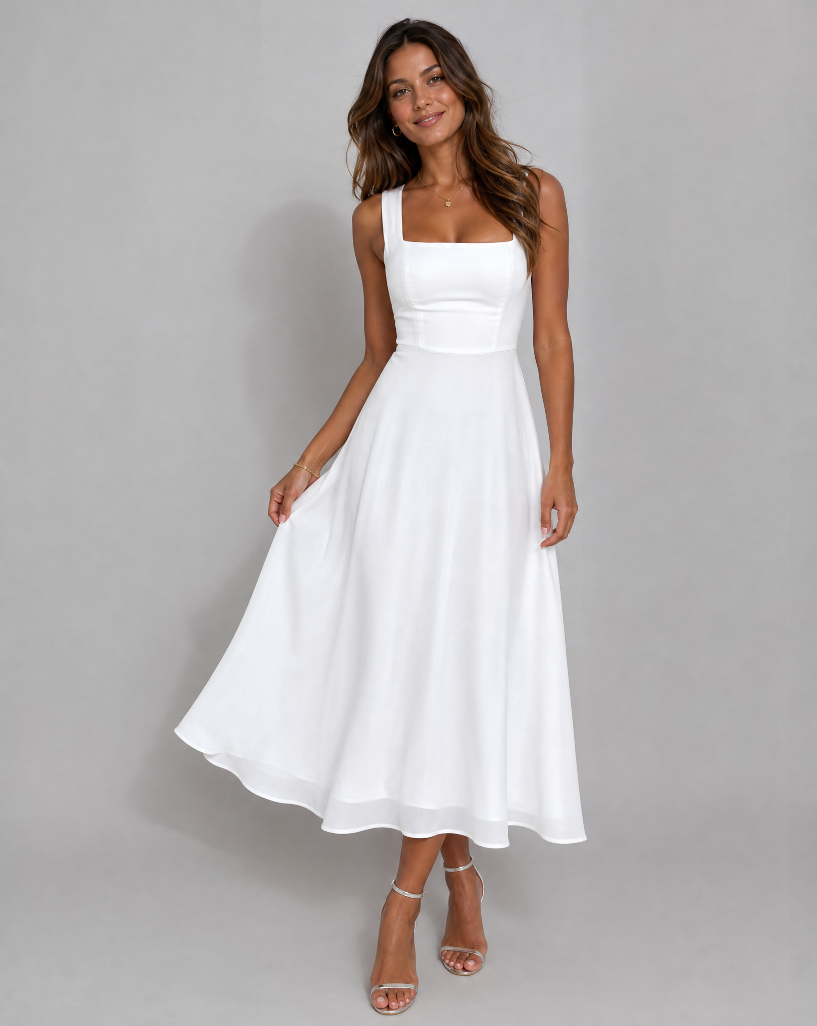 Robe midi de mariée d'été élégante A-line Marie