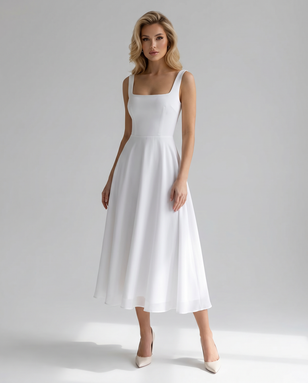 Robe midi de mariée d'été élégante A-line Marie