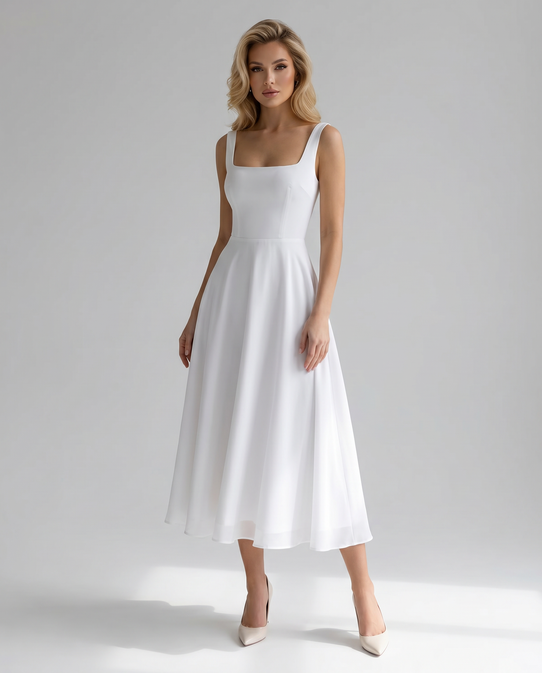Robe midi de mariée d'été élégante A-line Marie