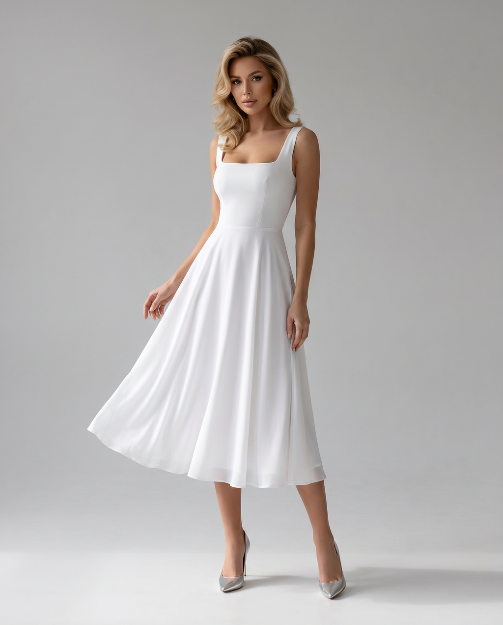 Robe midi de mariée d'été élégante A-line Marie
