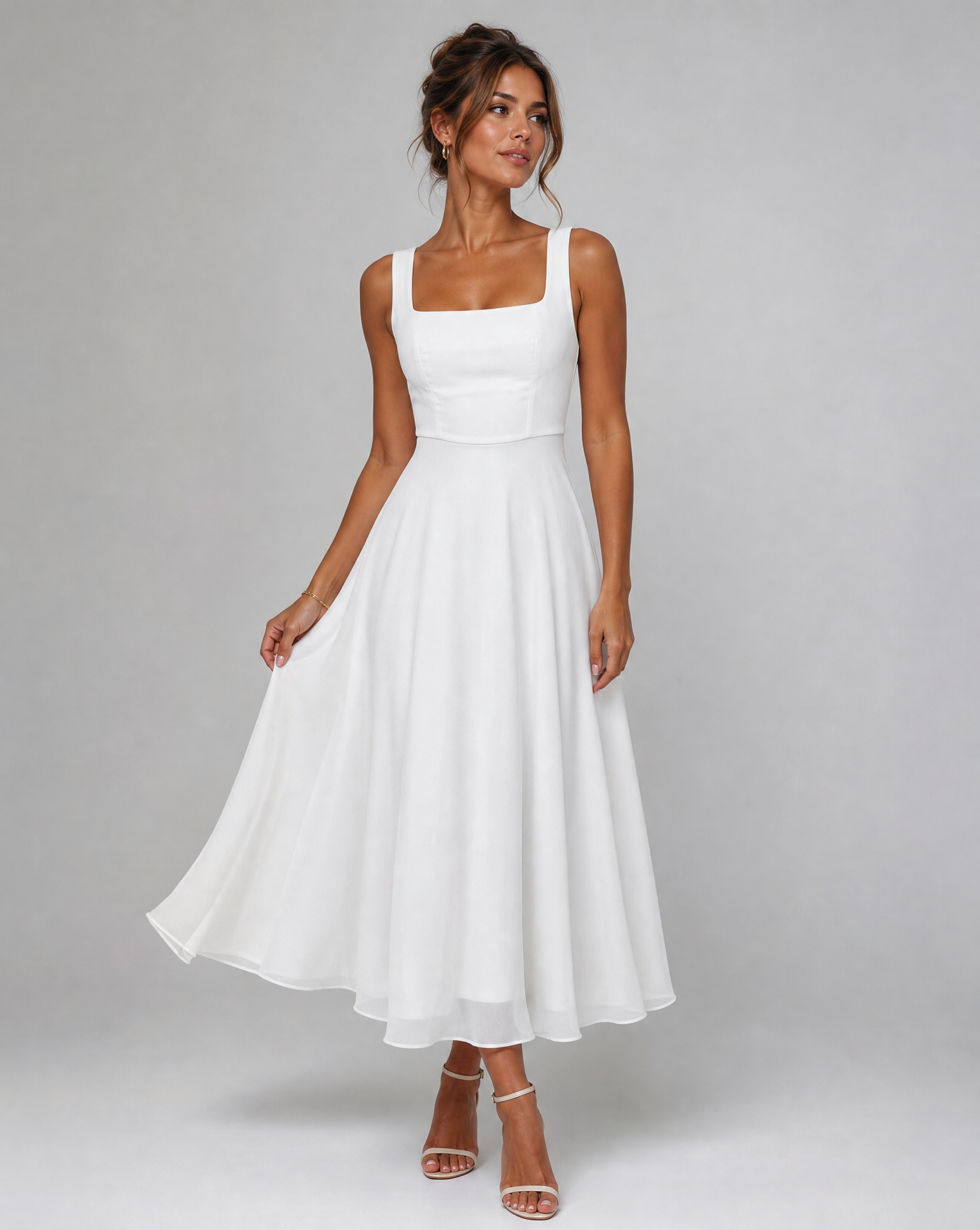 Robe midi de mariée d'été élégante A-line Marie