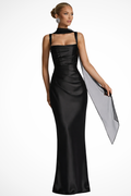 Vivienne | Robe Maxi de Mariage à Encolure Carrée et Fronces pour Femme