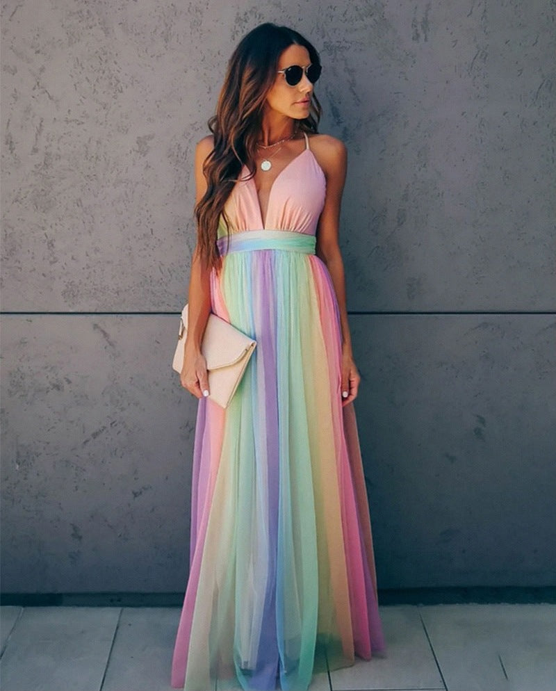 Robe maxi à décolleté en V pour femmes