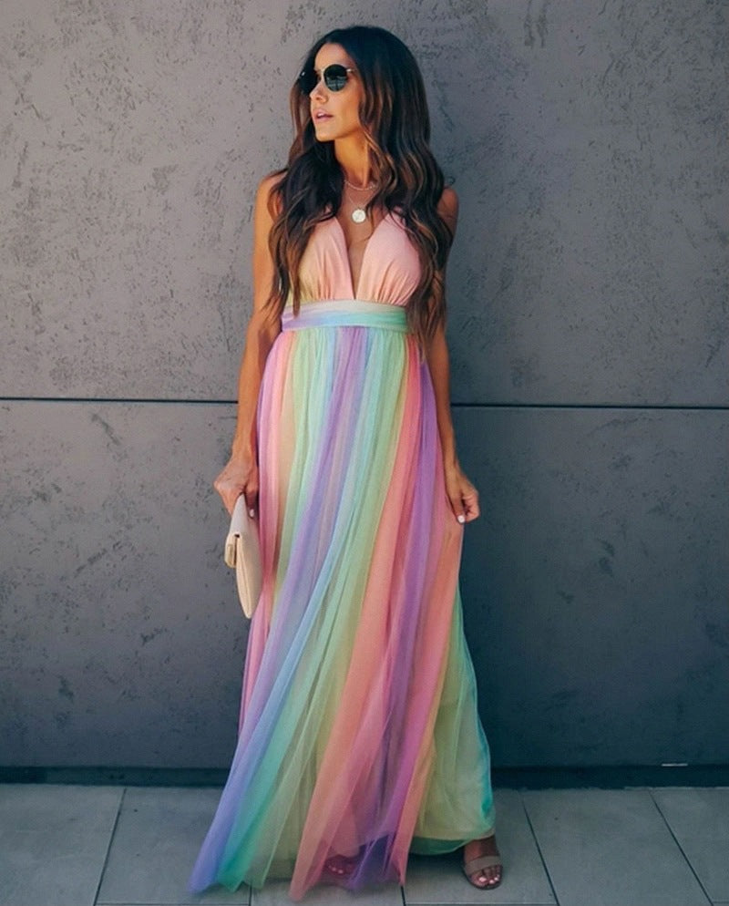 Robe maxi à décolleté en V pour femmes