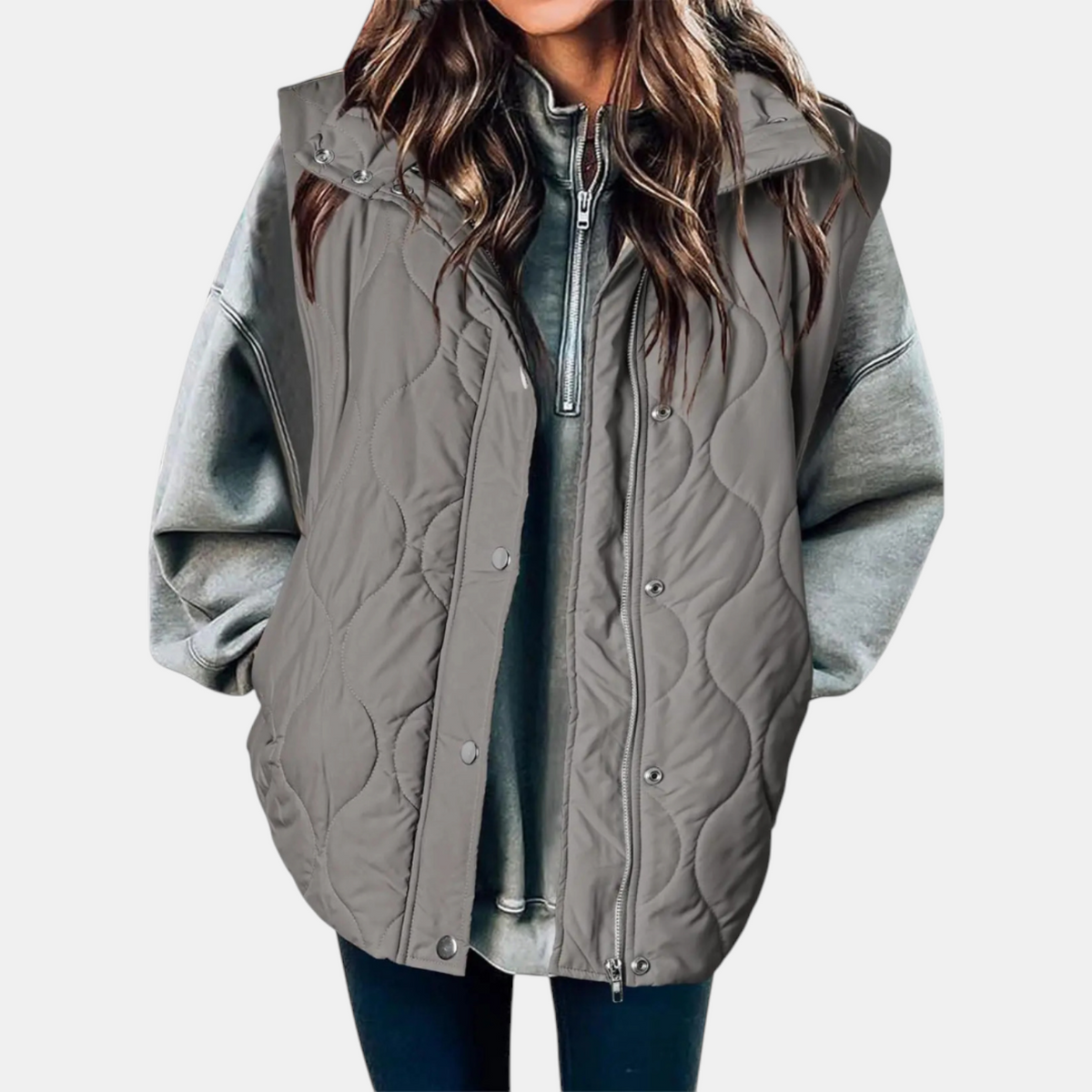 Gilet pour femmes avec boutons et poches, capuche