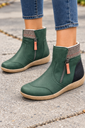 Bottes Cheville Plates à Double Zip