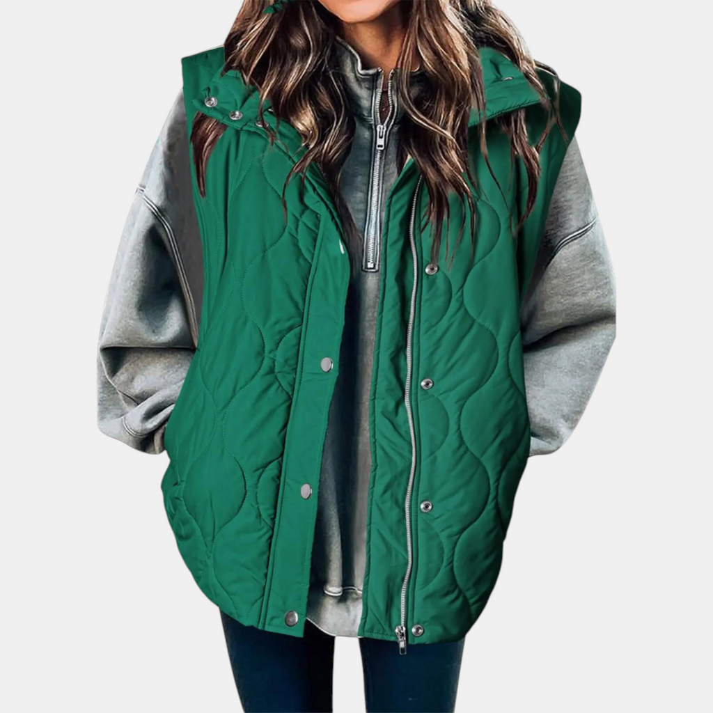 Gilet pour femmes avec boutons et poches, capuche