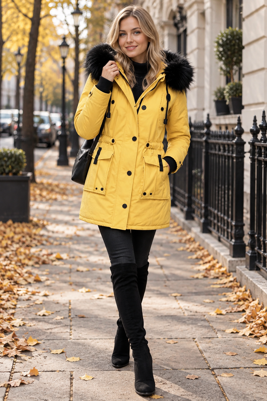Parka d'Hiver avec Capuche en Fausse Fourrure