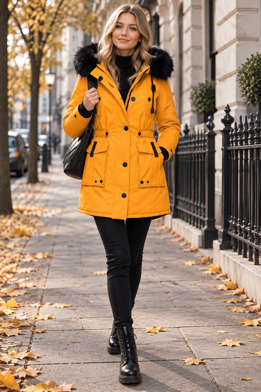 Parka d'Hiver avec Capuche en Fausse Fourrure