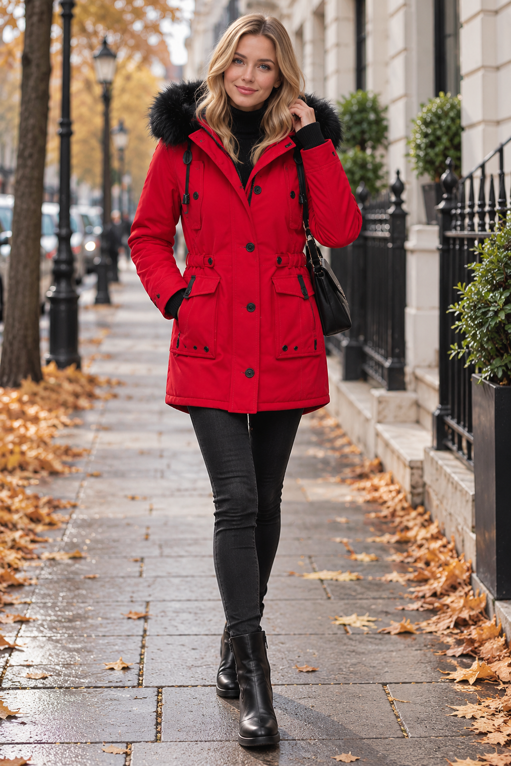 Parka d'Hiver avec Capuche en Fausse Fourrure