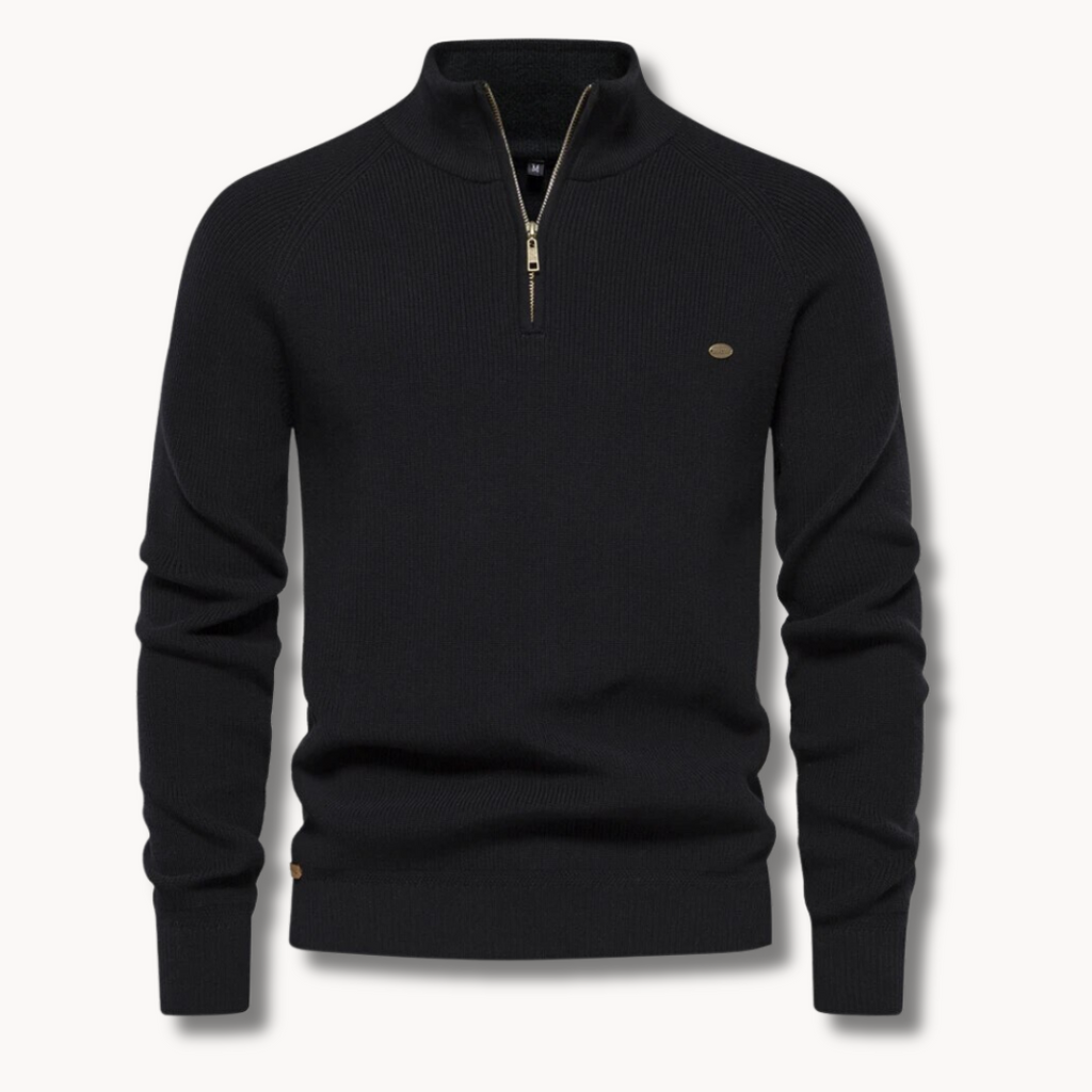 Pull Homme à Col Roulé avec Demi-Zip – Pull Côtelé, Coupe Ajustée