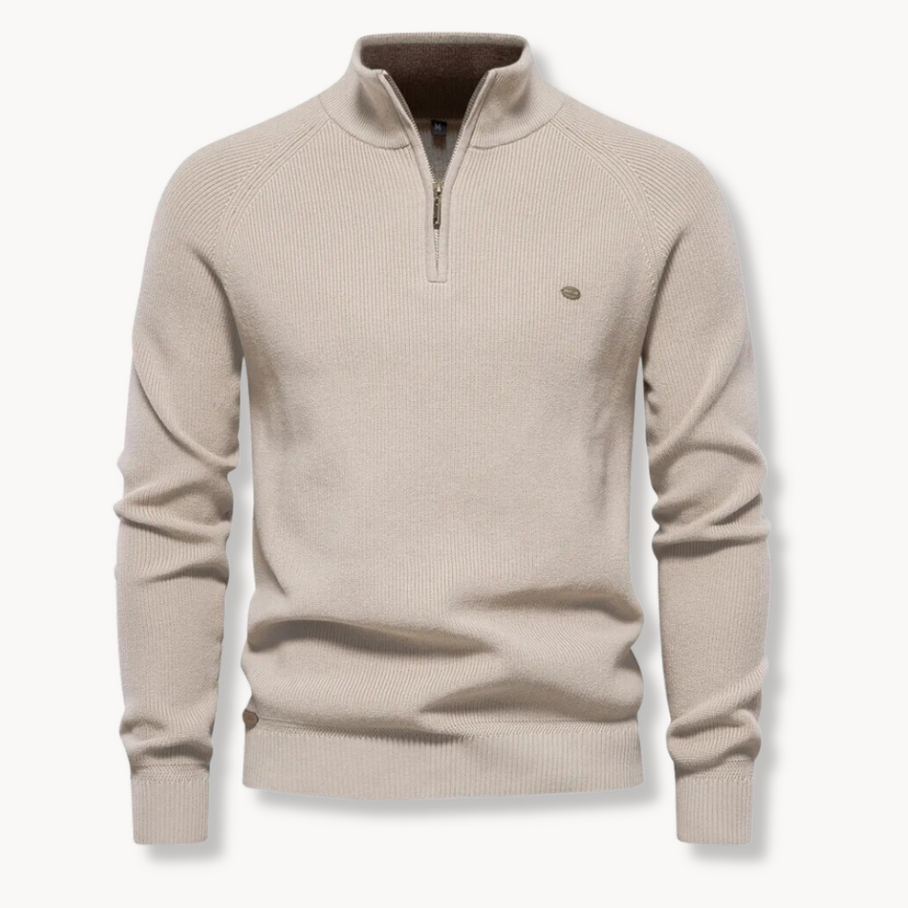 Pull Homme à Col Roulé avec Demi-Zip – Pull Côtelé, Coupe Ajustée