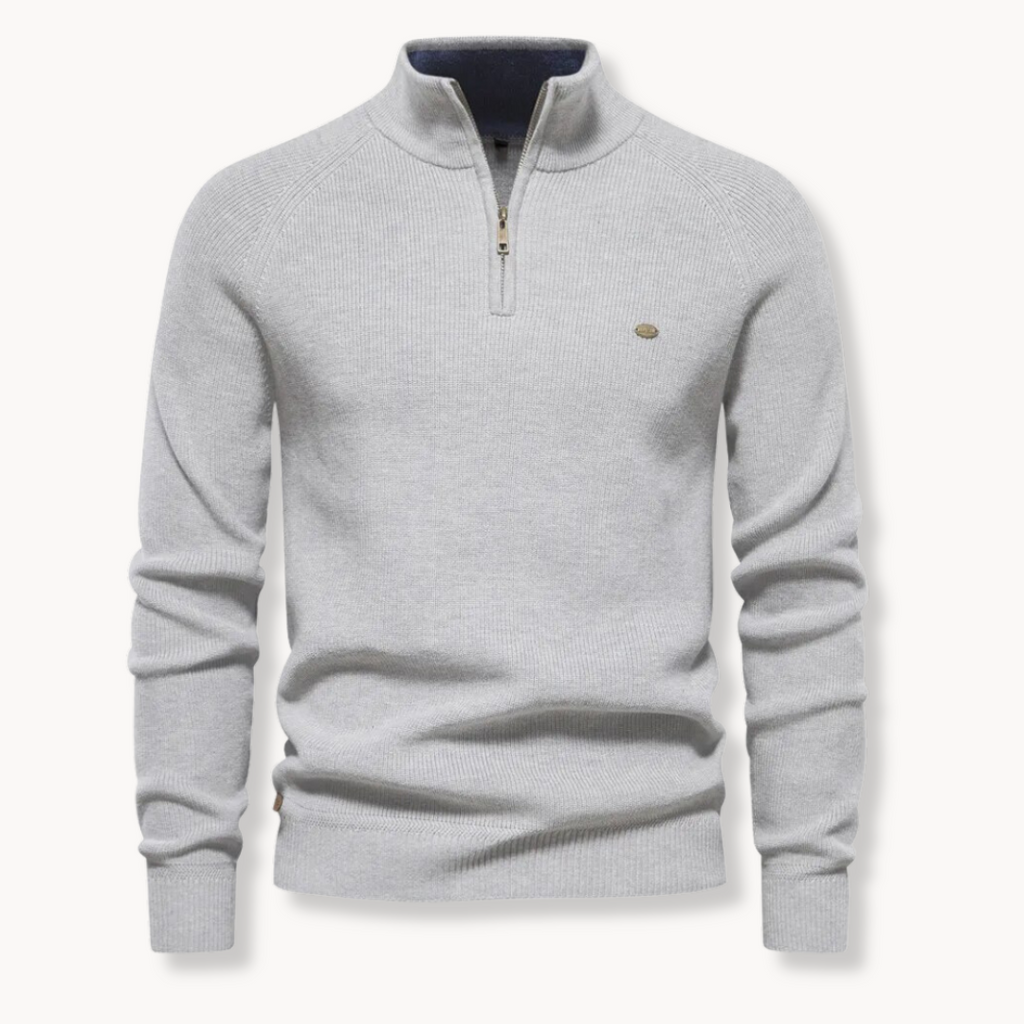 Pull Homme à Col Roulé avec Demi-Zip – Pull Côtelé, Coupe Ajustée