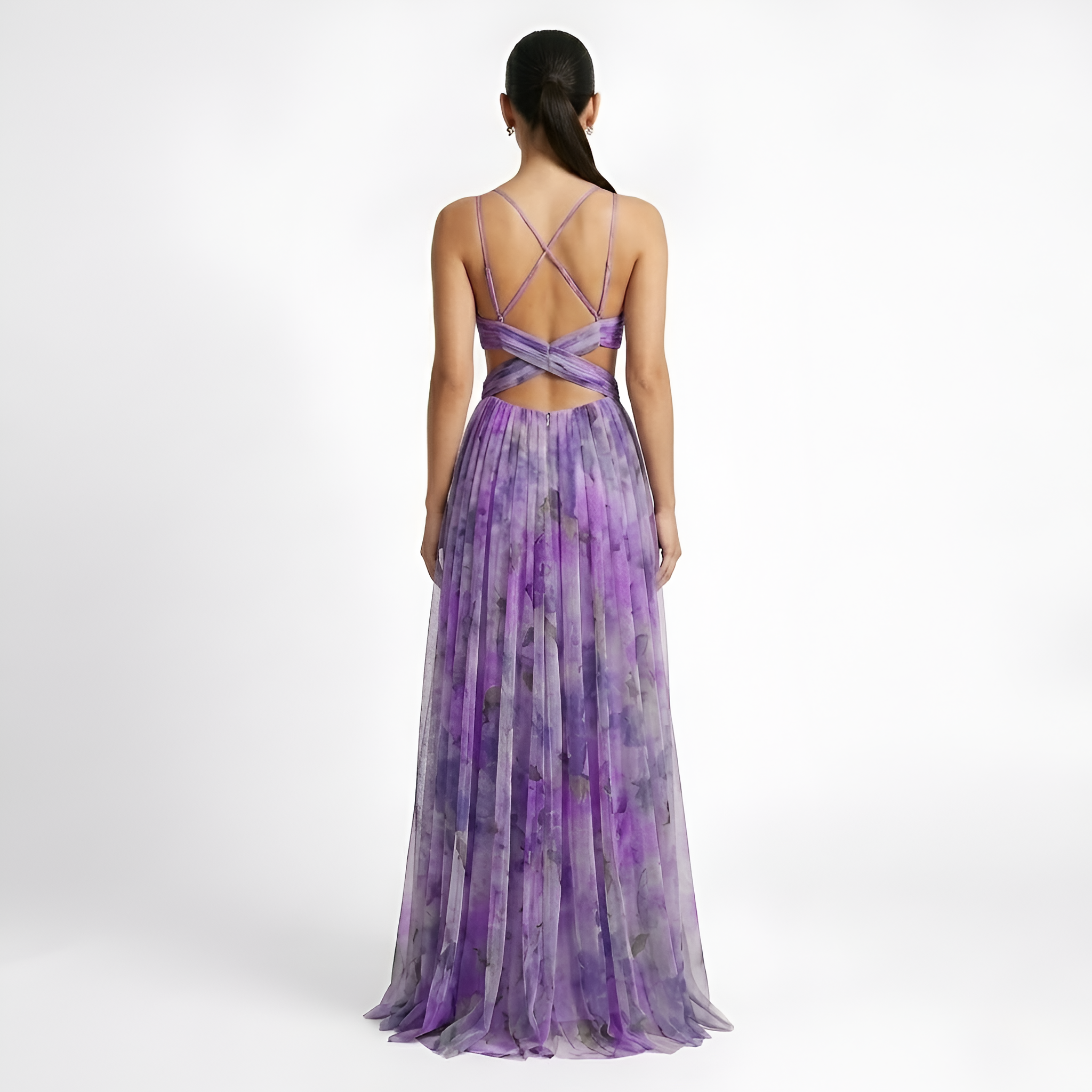 Calista - Robe longue fluide en maille à motifs floraux