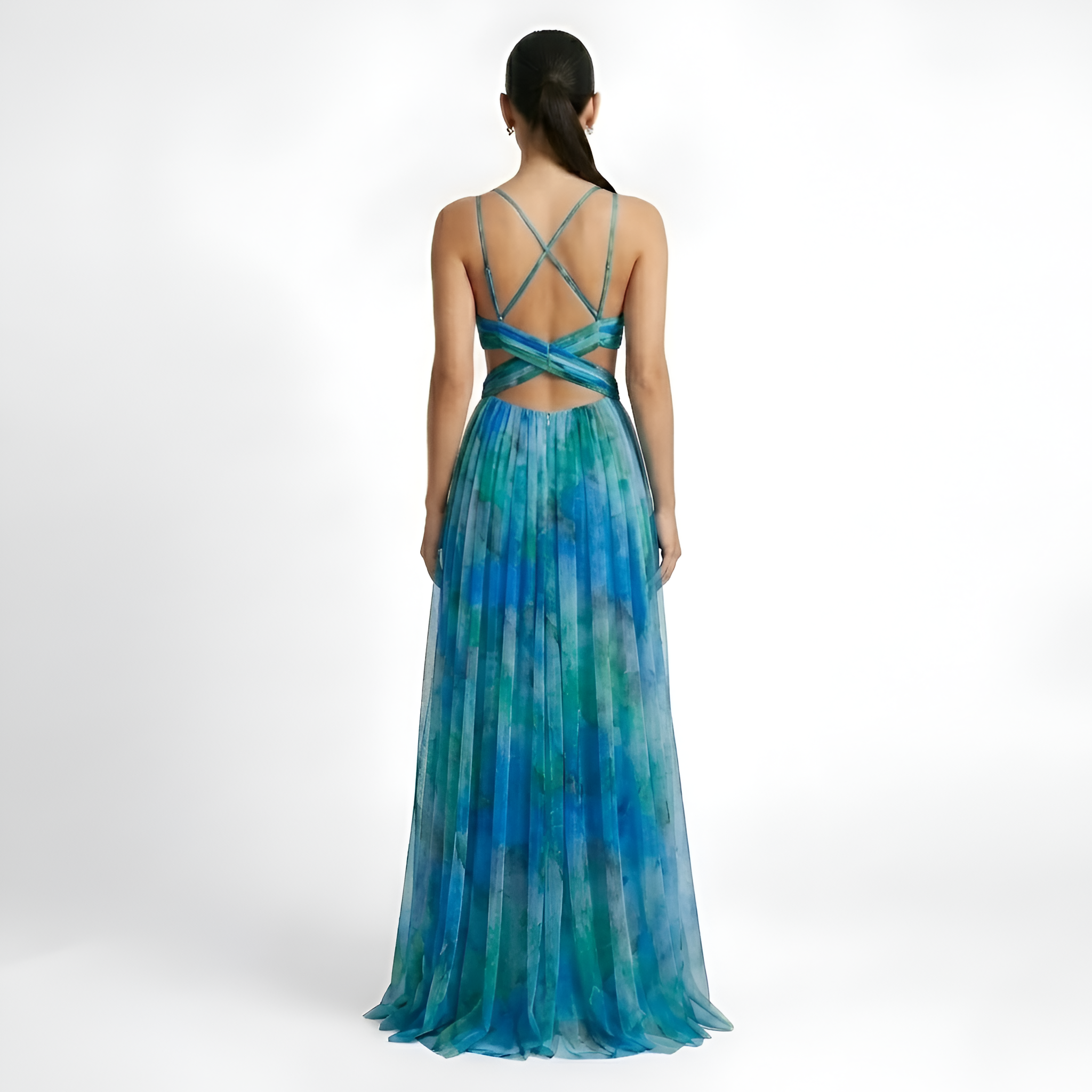 Calista - Robe longue fluide en maille à motifs floraux