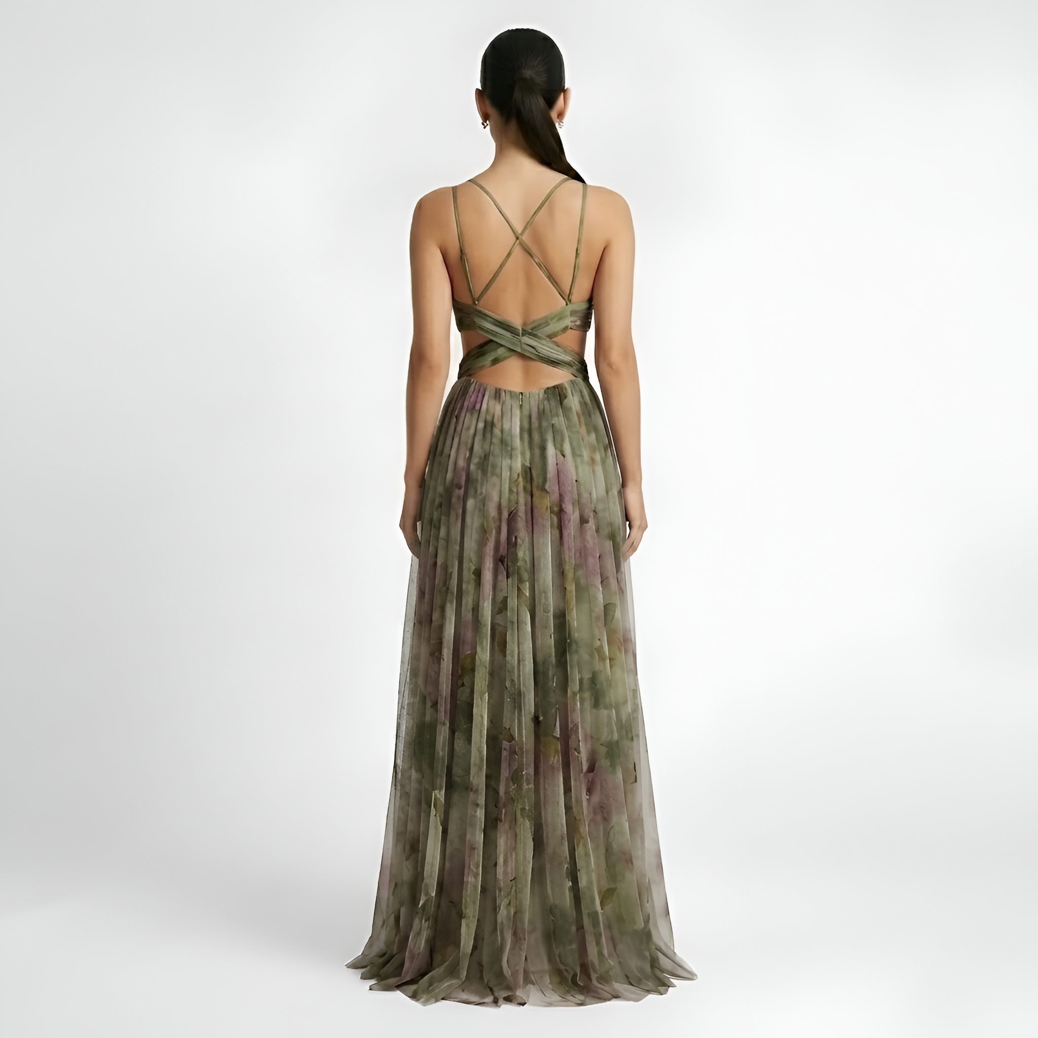Calista - Robe longue fluide en maille à motifs floraux
