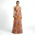 Calista - Robe longue fluide en maille à motifs floraux