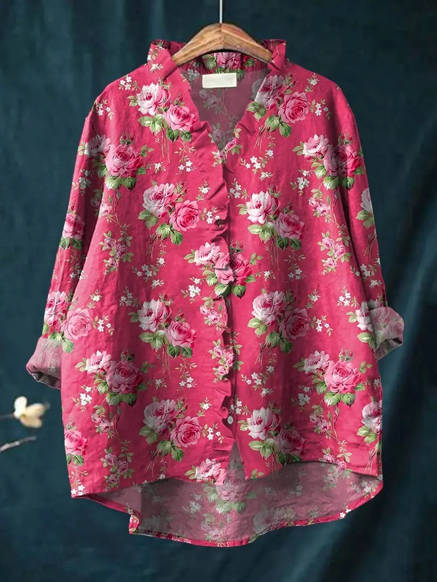 Luna | Blouse en lin moderne et confortable avec motif floral