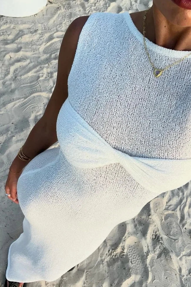 Everly | Robe maxi tricot sans manches à col rond pour femmes