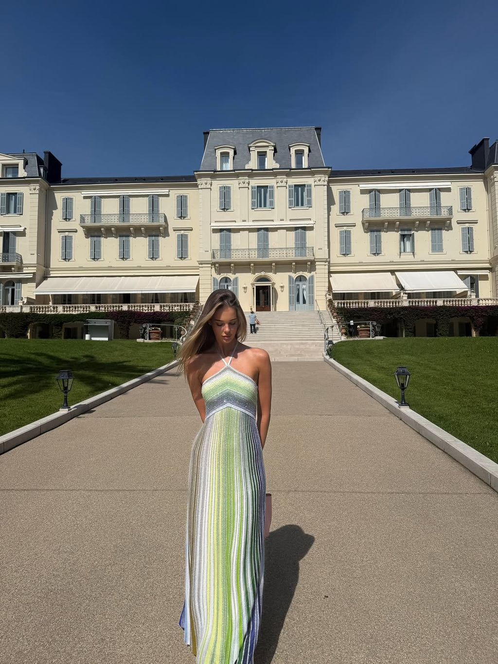 Kendall | Robe maxi en tricot à sequins rayés pour femmes