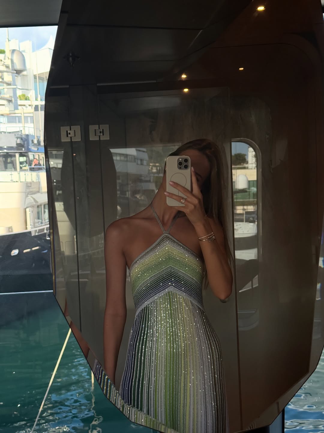 Kendall | Robe maxi en tricot à sequins rayés pour femmes