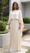 Aniya | Robe Maxi à Manches Longues en Cape pour Invitées de Mariage