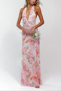 Ariadne | Robe Maxi de Mariage à Fleurs pour Femme à Décolleté en V Profond