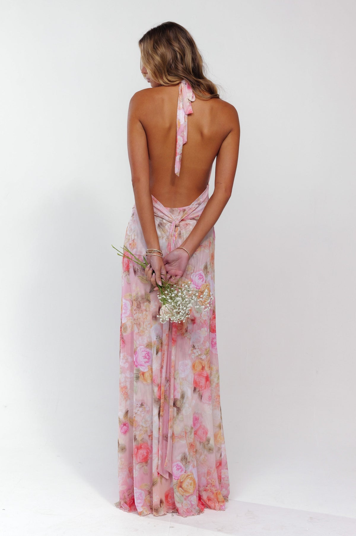Ariadne | Robe Maxi de Mariage à Fleurs pour Femme à Décolleté en V Profond