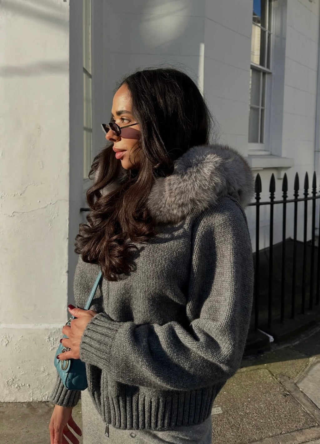 Aubri | Veste Tricotée à Capuche en Fourrure Synthétique pour Femmes