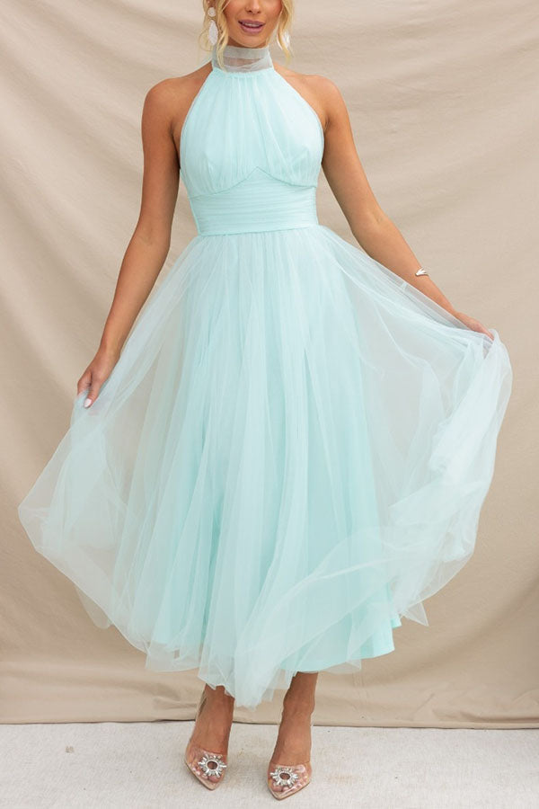 Aylin | Robe de bal midi sans manches à col halter pour femmes