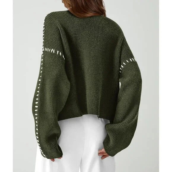 Blaise | Pull en tricot à col roulé à manches longues avec couture contrastée pour femmes