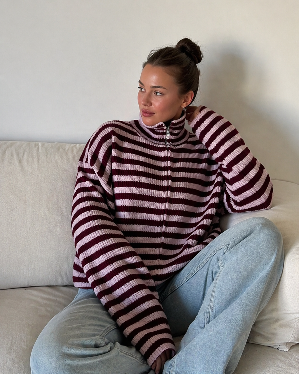 Brenna | Pull en tricot à rayures surdimensionné pour femmes