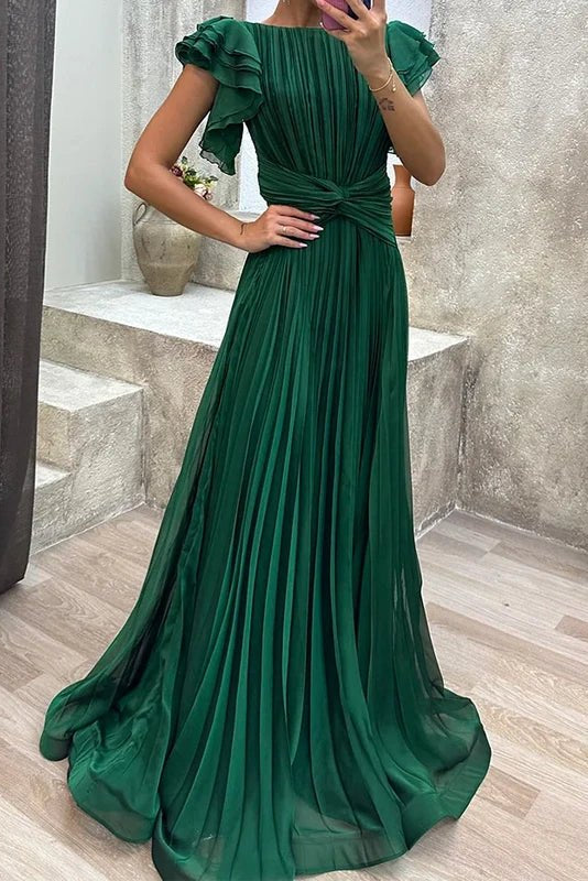 Calista | Robe Maxi Plissée pour Femme - Invité de Mariage Automne