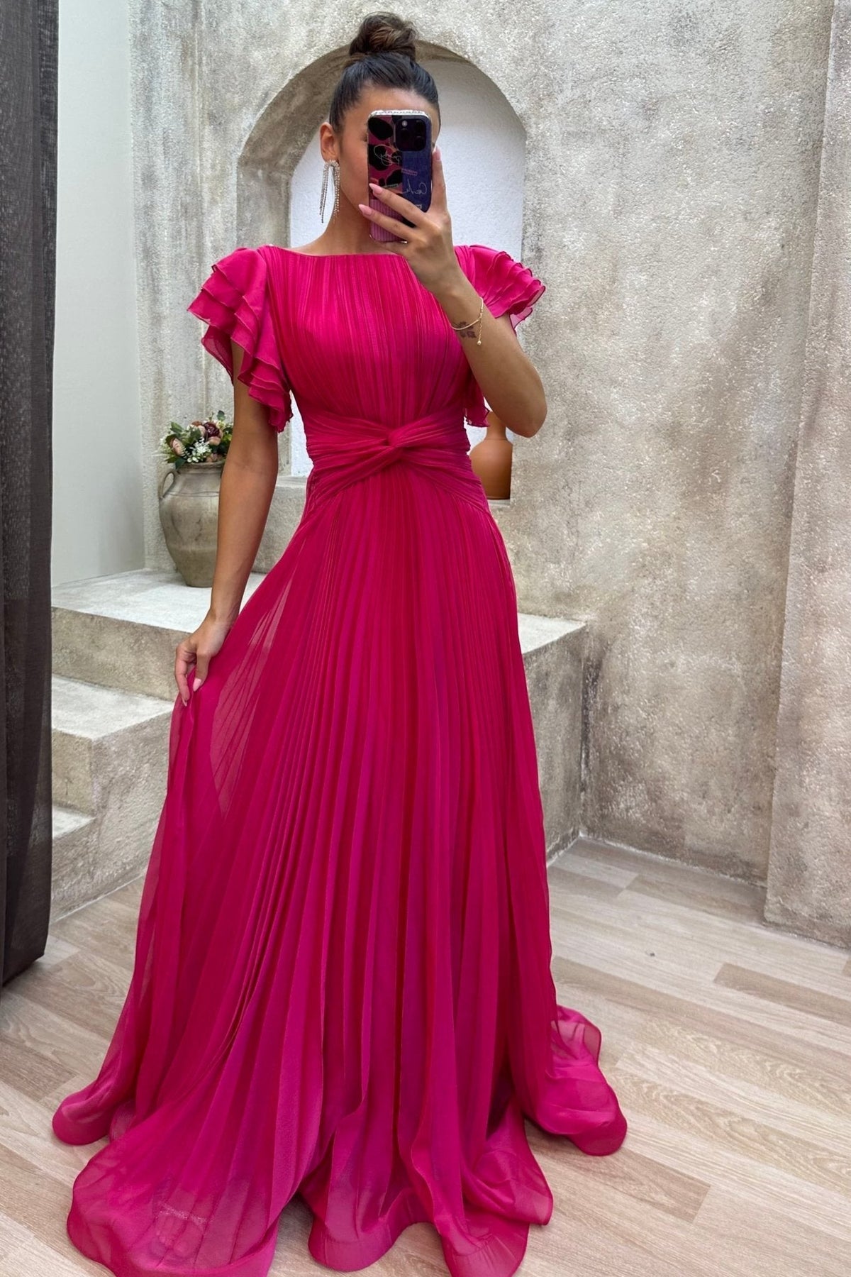 Calista | Robe Maxi Plissée pour Femme - Invité de Mariage Automne