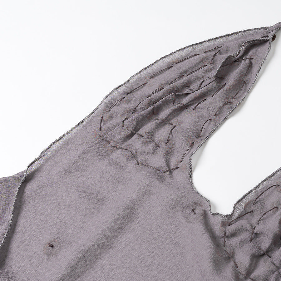 Cecilia | Robe de fête mini à sequins sans dos avec col halter pour femmes