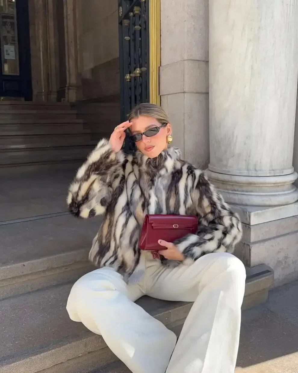 Chelsea | Manteau en fausse fourrure à imprimé animal pour femmes