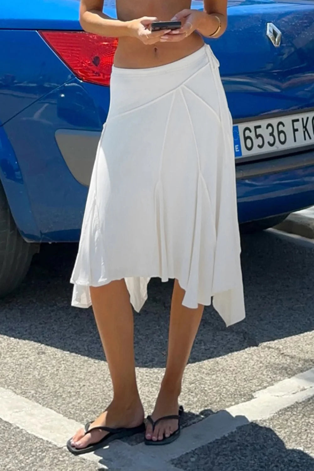 Cheyenne | Jupe midi asymétrique à ourlet en forme de mouchoir pour femmes